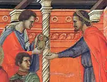 Détail de fresque représentant Pilate se lavant les mains