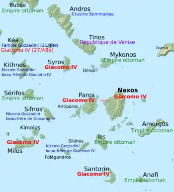 carte de l'archipel avec les noms des propriétaires des îles