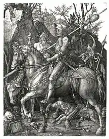 10. Albrecht Dürer, Le Chevalier, la Mort et le Diable, 1513, burin.