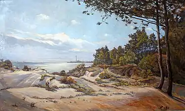 Dune du bois de Riveau et phare de Saint-Georges, localisation inconnue.