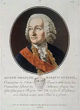 Joseph François Dupleix porte la puissance et l'influence de Pondichéry à son apogée, au début des années 1750.
