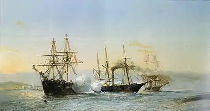 Combat naval devant la côte marocaine (vers 1845), localisation inconnue.