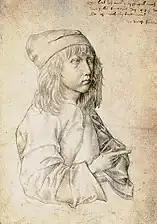 Autoportrait à l'âge de treize ans, 1484. Dessin à la pointe d'argent, Vienne