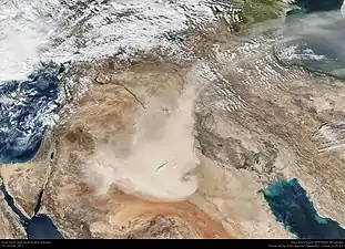 Tempête de sable sur l'Arabie saoudite et l'Irak le 29 octobre 2017.