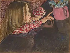 Enfant avec un vase avec des fleurs, 1902.