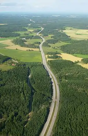 E4 à la sortie de Linköping, direction nord vers Stockholm.