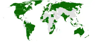 États ayant une ou plusieurs organisations connectées au réseau ECPAT en 2008