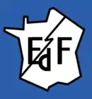 Logo reprenant la forme de la France parcourue par un éclair entouré des lettres E, D et F.