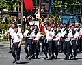 Garde au drapeau de l'École de formation des sous-officiers de l'Armée de l'air (EFSOAA), au défilé du 14 juillet 2008 sur les Champs-Élysées, Paris.