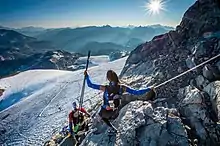 Gemma Arenas sur le parcours de l'Ice Trail Tarentaise.