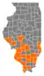 Les comtés en orange sont remportés par les candidats du parti démocrate-républicain