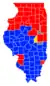 Les comtés en rouge sont remportés par William Bissell, les comtés bleus par William Alexander Richardson et le comté jaune par Buckner Stithe Morris