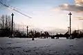 L'esplanade de l'EPFL et les Alpes en hiver.