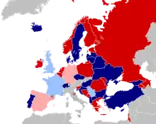 Carte montrant la situation du chaque pays par rapport aux demi-finales.