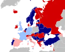 Carte montrant la situation du chaque pays par rapport aux demi-finales.