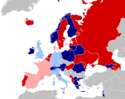 Carte montrant la répartition des pays dans chaque demi-finale.