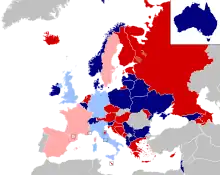 Carte montrant la répartition des pays dans chaque demi-finale.