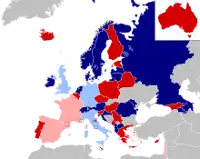 Carte montrant la répartition des pays dans chaque demi-finale.