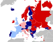 Carte montrant la répartition des pays dans chaque demi-finale.