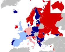 Carte montrant la répartition des pays dans chaque demi-finale.