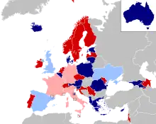 Carte montrant la répartition des pays dans chaque demi-finale.