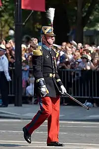 Défilé militaire du 14 juillet 2013 à Paris : le colonel Francis Chanson, directeur des formations d'élèves (DFE) de l'ESM de Saint-Cyr.