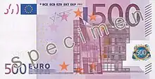 Billet de 500 euros (1re série, recto).