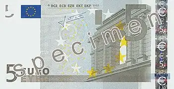 Billet de 5 euros (1re série, recto).