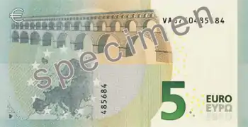 Cinq euros, Face verso