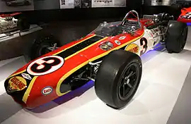 L'Eagle-Offenhauser du Rislone Racing victorieuse à l'Indy 500 de 1968 (Honda Collection Hall).