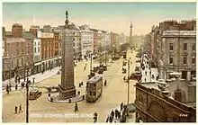 Photographie colorisée de O'Connell Street (ex-Sackville Street) au début du XXe siècle.