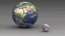 Image de la Terre faisant plusieurs fois la taille de la Lune.