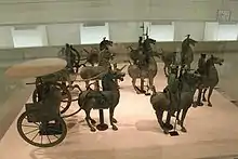 Cavalerie des Han orientaux et char de combat. Bronze. Dépôt funéraire. Musée du Henan.