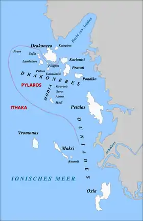 Carte des îles Échinades.