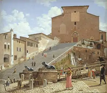 Escalier de marbre menant à l’église Santa Maria in Aracoeli à Rome, 1816