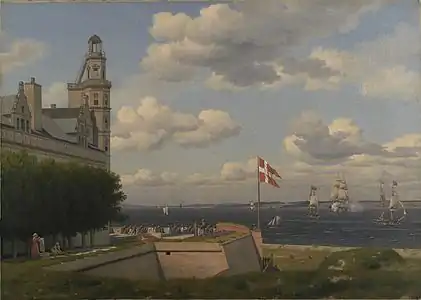 Vue depuis château de Kronborg de la côte suédoise, 1829Statens Museum for Kunst