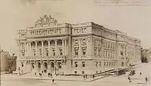Illustration extérieure du futur bâtiment, en 1909.