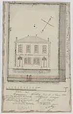 Plan en coupe de l’école mixte et de la mairie datant de 1900. Actuelle mairie.