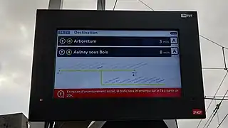 Écran d'informations en gare de Gargan