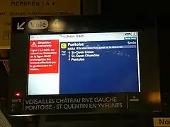 Écran d'informations en gare du Musée d'Orsay