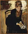 Edgar Degas, Portrait de Miss Cassatt, assise, tenant des cartes à jouer, 1876-1878