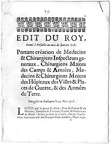 première page d'un document imprimé en mars 1708