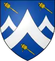 Blason d'Edmund Hillary avec des moulins à prières et des montagnes.