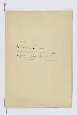 Copie du testament du 8 janvier 1885.