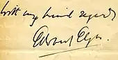 signature d'Edward Elgar