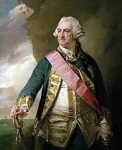 Portrait en buste d’un amiral portant perruque.