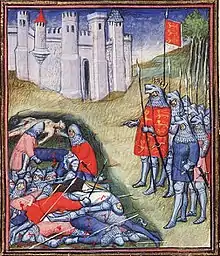 Édouard III comptant les morts sur le champ de bataille de Crécy.