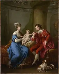 Portrait du 12e comte de Derby, avec sa première épouse Elizabeth Hamilton et leur  fils Edward (vers 1776), New York, Metropolitan Museum of Art.