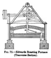 Vue en coupe du système de râbles tournantes du four Edwards, tel qu'utilisé en 1921.