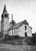 L'église en 1918, avant sa reconstruction.